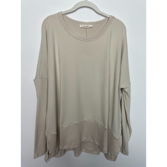 Something About You Oversized Long Sleeve Tunic Sweater Off The Shoulder Ivory - Picture 5 of 15